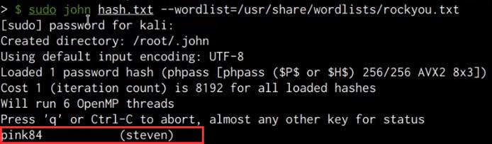 john command output