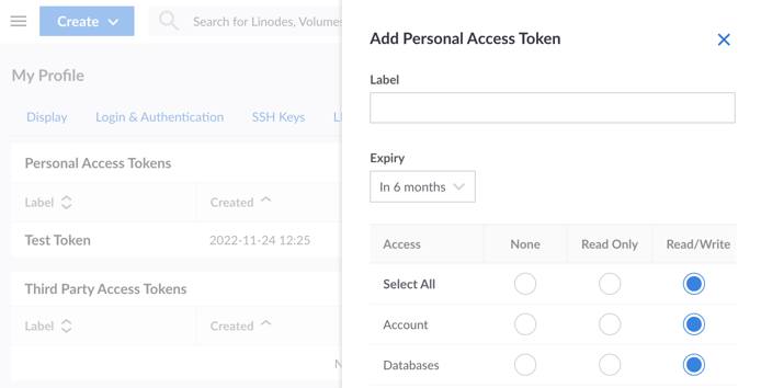 Screenshot of the Add Personal Access Token form